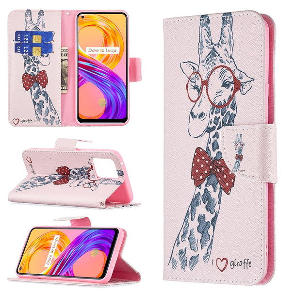 OPPO Realme 8 / Realme 8 Pro Colored Drawing Pattern Horizontal Flip Leather Case with Holder & Card Slots & Wallet(Deer)