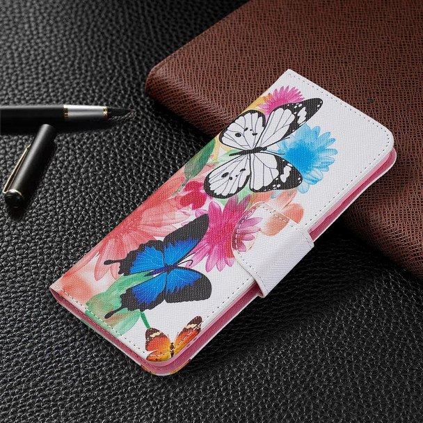 OPPO Realme 8 / Realme 8 Pro Colored Drawing Pattern Horizontal Flip Leather Case with Holder & Card Slots & Wallet(Butterflies)