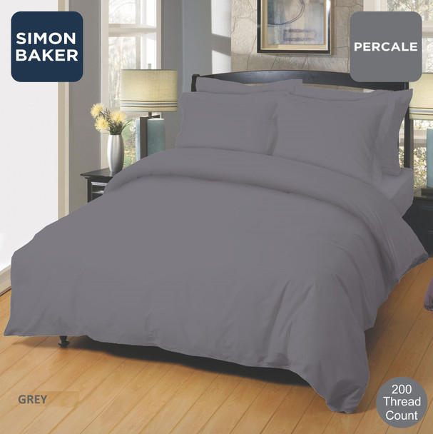 Simon Baker 200TC Poly Cotton Percale Duvet Cover Set