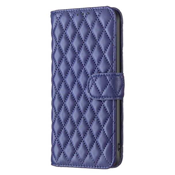 OPPO A7 Diamond Lattice Wallet Leather Flip Phone Case(Blue)