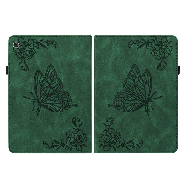 Lenovo Tab M8 HD / M8 FHD Butterfly Flower Embossed Leather Tablet Case(Green)