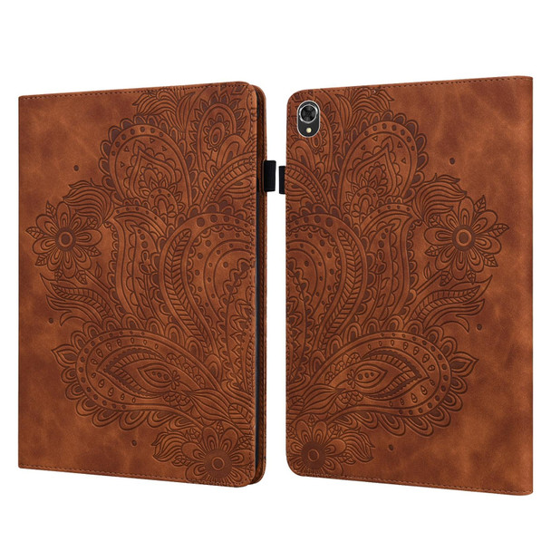 Lenovo Tab K10 10.3 inch TB-X6C6F / TB-X6C6X & M10 Plus 10.3 inch TB-X606 / TB-X606F Peacock Embossed Pattern TPU + PU Leather Tablet Case(Brown)