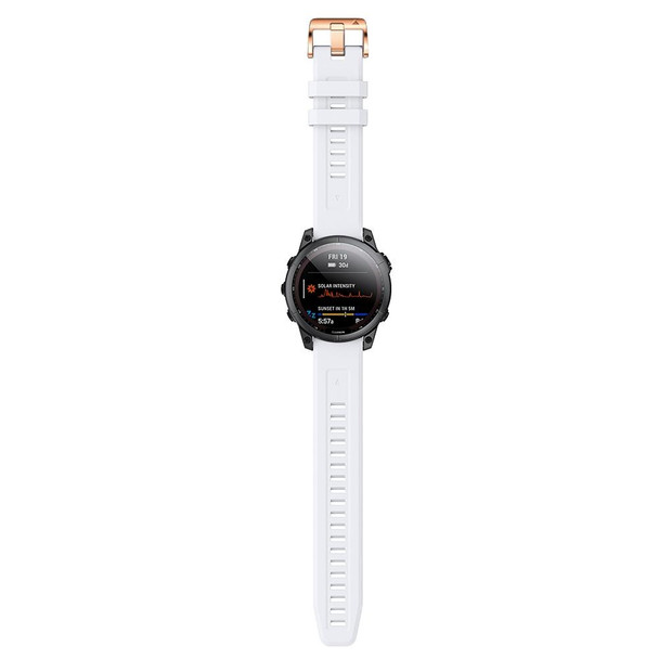 Garmin Fenix 5S Plus 20mm Rose Gold Buckle Silicone Watch Band(White)