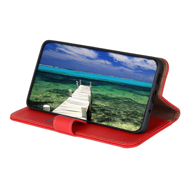 OPPO Realme C35 KHAZNEH Litchi Genuine Leather Phone Case(Red)