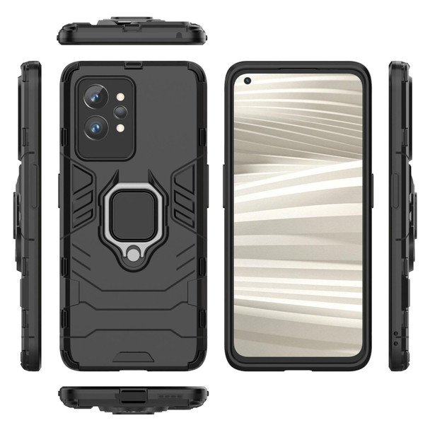 OPPO Realme GT2 Pro Shockproof PC + TPU Holder Phone Case(Black)