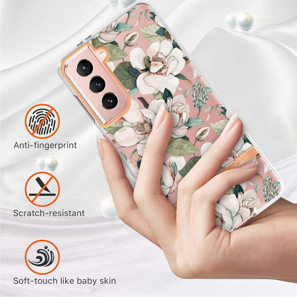 Samsung Galaxy S21 5G Flowers and Plants Series IMD TPU Phone Case(Green Gardenia)