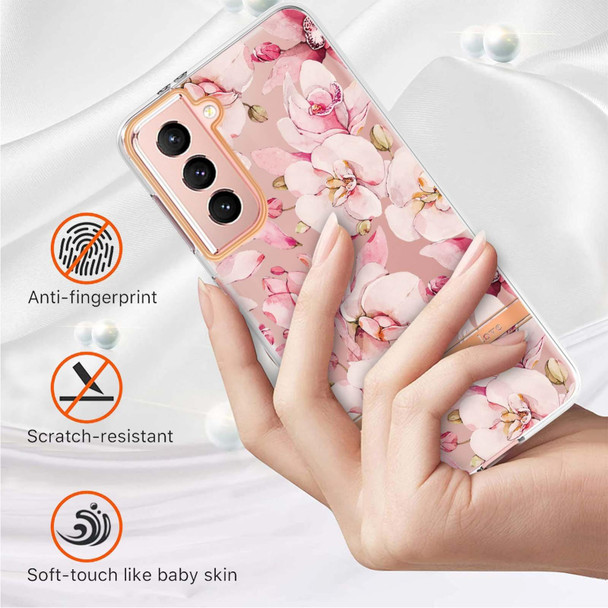 Samsung Galaxy S21 5G Flowers and Plants Series IMD TPU Phone Case(Pink Gardenia)