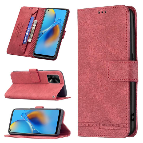 OPPO A74 4G / F19 4G Magnetic Clasp RFID Blocking Anti-Theft Leather Case with Holder & Card Slots & Wallet(Red)