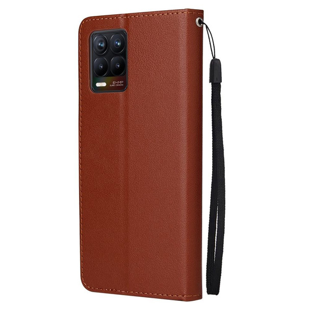 OPPO Realme 8 / 8 Pro 4G Multifunctional Horizontal Flip Leather Case, with Three Card Slot & Holder & Photo Frame & Lanyard(Brown)
