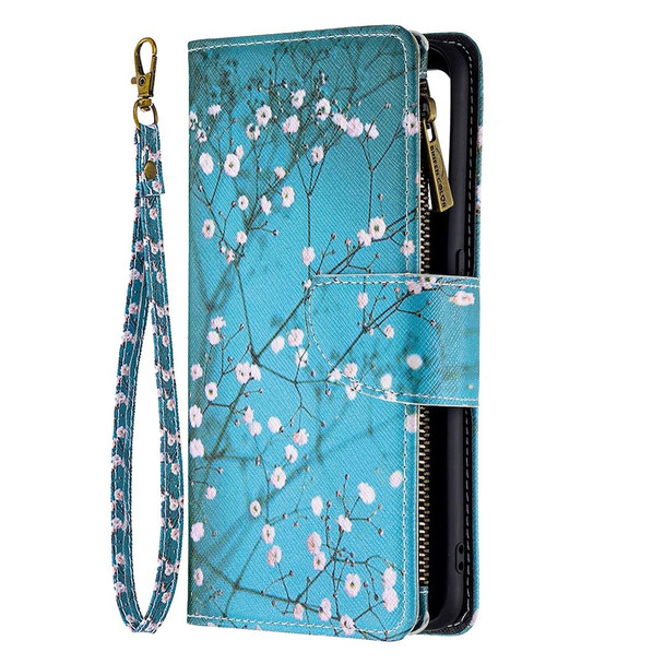 OPPO A94/Reno5 F/F19 Pro Colored Drawing Pattern Zipper Horizontal Flip Leather Case with Holder & Card Slots & Wallet(Plum Blossom)