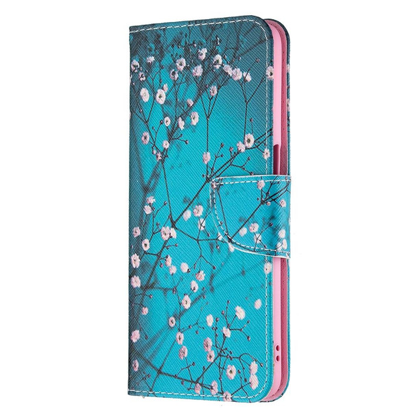 OPPO A74 / A93 / A54 5G Colored Drawing Pattern Horizontal Flip Leather Case with Holder & Card Slots & Wallet(Plum Blossom)