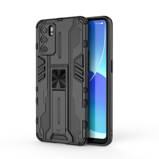 OPPO Reno6 Pro 5G Supersonic PC + TPU Shock-proof Protective Case with Holder(Black)