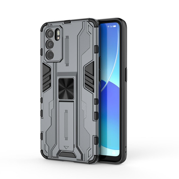 OPPO Reno6 Pro 5G Supersonic PC + TPU Shock-proof Protective Case with Holder(Grey)