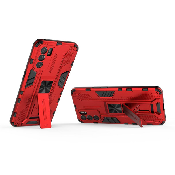 OPPO Reno6 Pro 5G Supersonic PC + TPU Shock-proof Protective Case with Holder(Red)