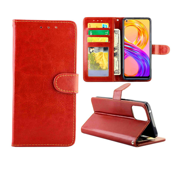 OPPO Realme 8 / 8 Pro Crazy Horse Texture Leather Horizontal Flip Protective Case with Holder & Card Slots & Wallet & Photo Frame(Brown)