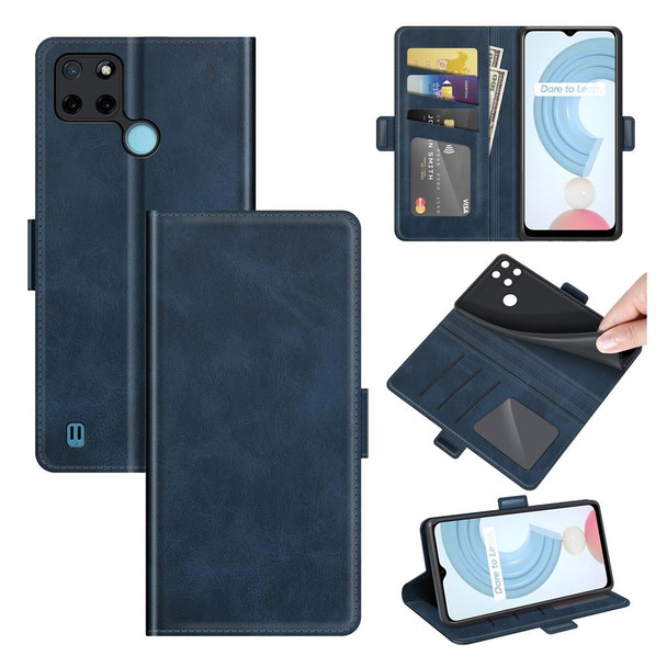 OPPO Realme C21Y Dual-side Magnetic Buckle Horizontal Flip Leather Case with Holder & Card Slots & Wallet(Dark Blue)