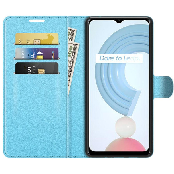 OPPO Realme C21Y Litchi Texture Horizontal Flip Protective Case with Holder & Card Slots & Wallet(Blue)