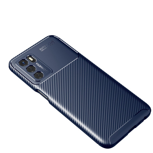 OPPO A16 Carbon Fiber Texture Shockproof TPU Case(Blue)