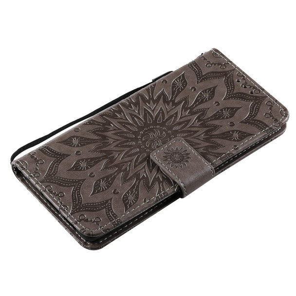 OPPO Reno6 Pro+ 5G Sun Embossing Pattern Horizontal Flip Leather Case with Card Slot & Holder & Wallet & Lanyard(Grey)