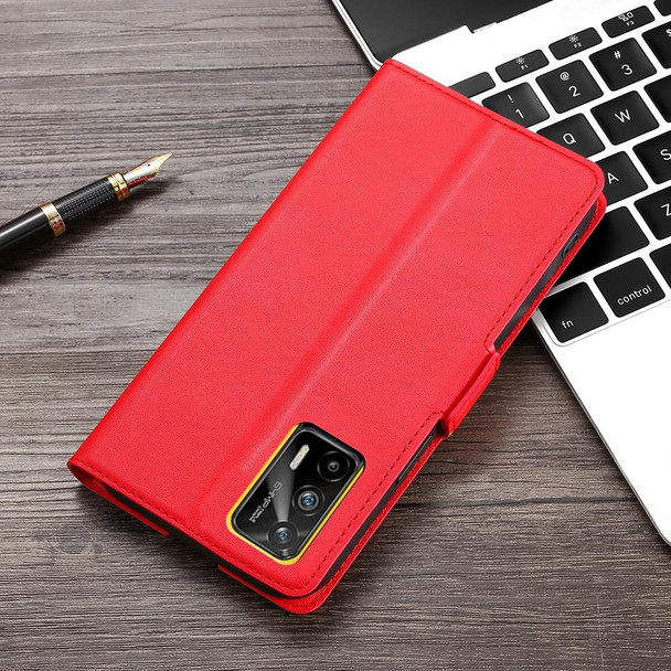 OPPO Realme GT 5G / Realme Q3 Pro 5G Ultra-thin Voltage Side Buckle PU + TPU Horizontal Flip Leather Case with Holder & Card Slot(Red)