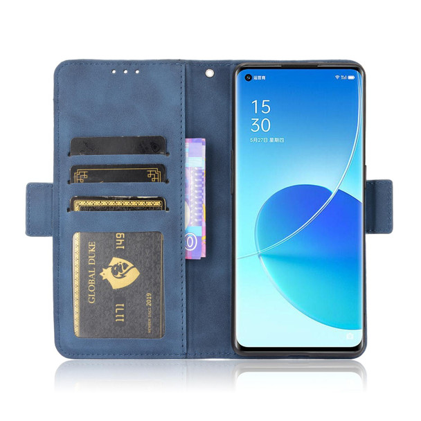 OPPO Reno6 Pro+ 5G Skin Feel Calf Pattern Horizontal Flip Leather Case with Holder & Card Slots & Photo Frame(Blue)