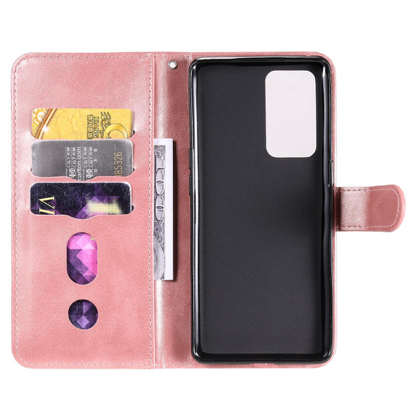 OPPO Reno6 Pro+ 5G Fashion Calf Texture Zipper Horizontal Flip Leather Case with Holder & Card Slots & Wallet(Rose Gold)