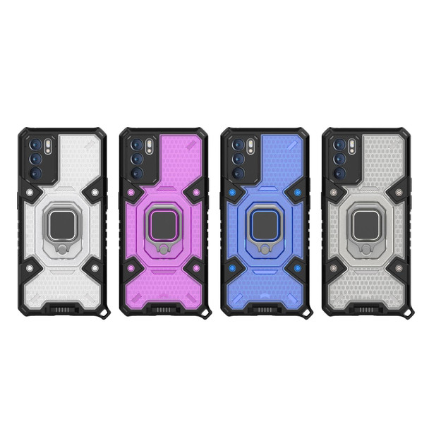 OPPO Reno6 Space PC + TPU Ring Holder Protective Case(Purple)