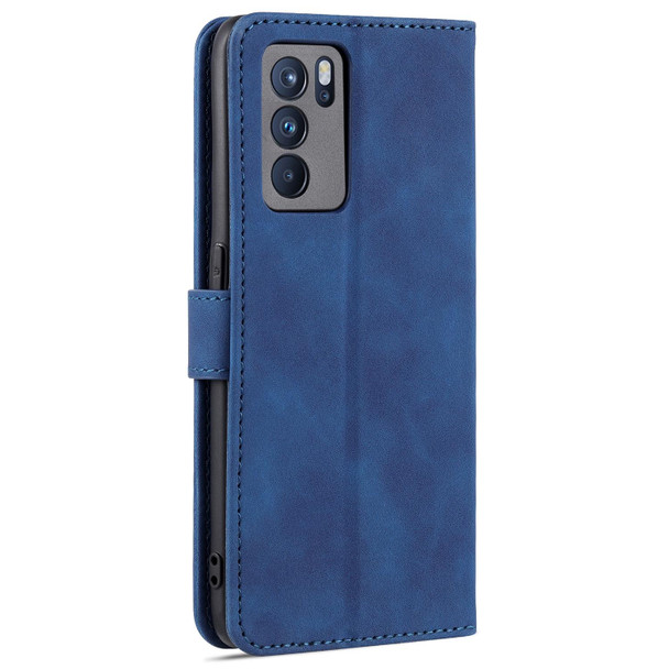 OPPO Reno6 Pro 5G AZNS Skin Feel Calf Texture Horizontal Flip Leather Case with Card Slots & Holder & Wallet(Blue)