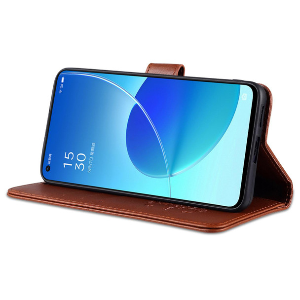 OPPO Reno6 / Reno6 Pro 5G AZNS Sheepskin Texture Horizontal Flip Leather Case with Holder & Card Slots & Wallet(Brown)