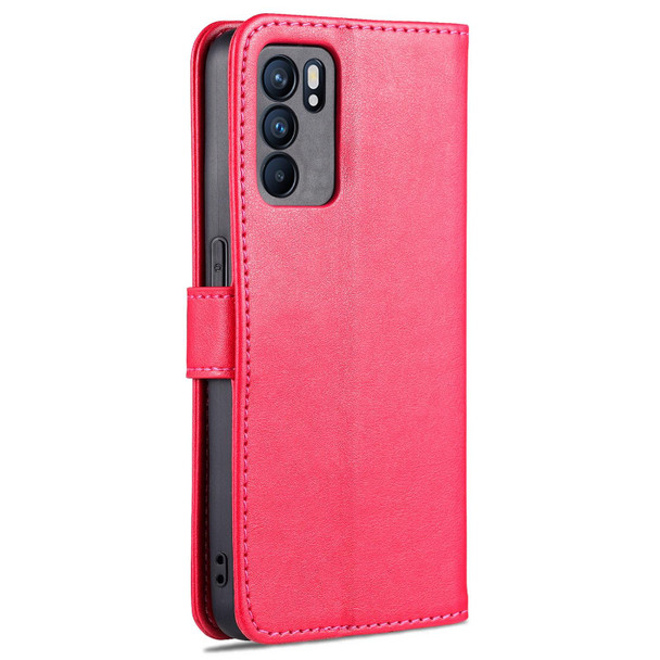 OPPO Reno6 / Reno6 Pro 5G AZNS Sheepskin Texture Horizontal Flip Leather Case with Holder & Card Slots & Wallet(Red)