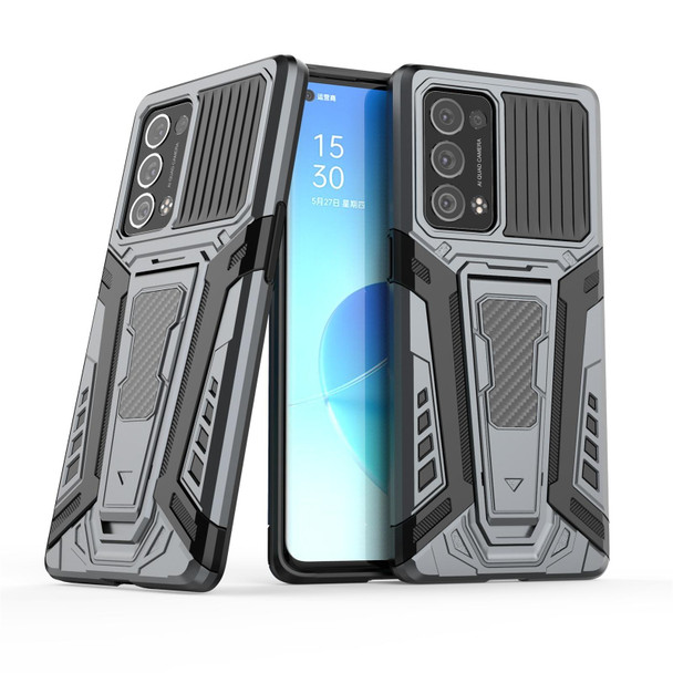 OPPO Reno6 Pro+ 5G War Chariot Series Armor All-inclusive Shockproof PC + TPU Protective Case with Invisible Holder(Grey)