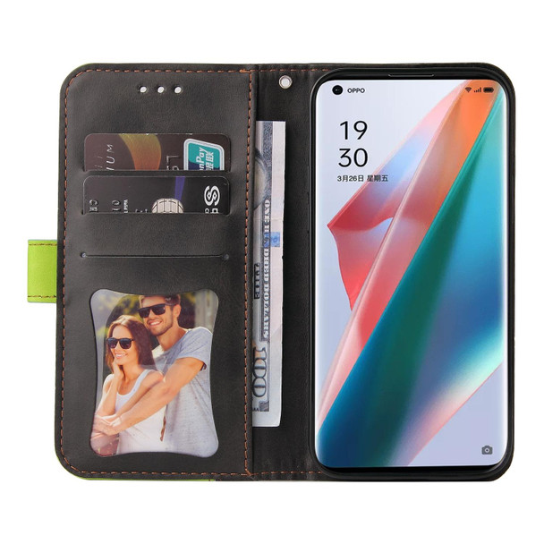 OPPO Find X3 / X3 Pro Business Stitching-Color Horizontal Flip PU Leather Case with Holder & Card Slots & Photo Frame & Lanyard(Green)