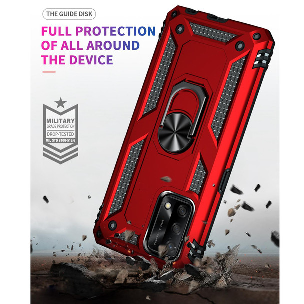 OPPO A74 4G / F19 Shockproof TPU + PC Protective Case with 360 Degree Rotating Holder(Red)