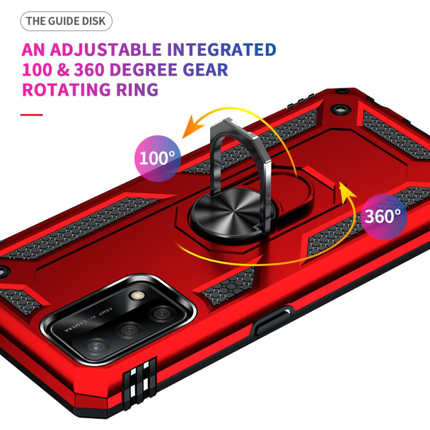 OPPO A74 4G / F19 Shockproof TPU + PC Protective Case with 360 Degree Rotating Holder(Red)