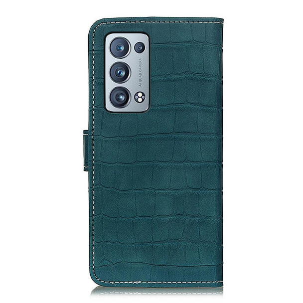 OPPO Reno6 Pro+ 5G Crocodile Texture Horizontal Flip Leather Case with Holder & Card Slots & Wallet(Dark Green)