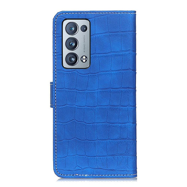 OPPO Reno6 Pro+ 5G Crocodile Texture Horizontal Flip Leather Case with Holder & Card Slots & Wallet(Blue)