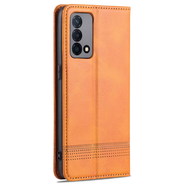 OPPO K9 5G AZNS Magnetic Calf Texture Horizontal Flip Leather Case with Card Slots & Holder & Wallet(Light Brown)