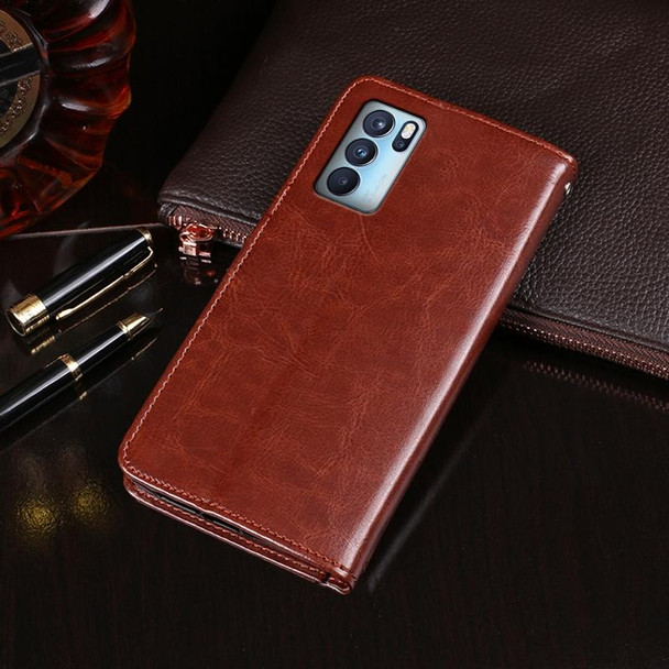 OPPO Reno 6 Pro idewei Crazy Horse Texture Horizontal Flip Leather Case with Holder & Card Slots & Wallet(Rose Red)