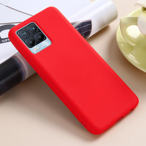 OPPO Realme 8 / 8 Pro Pure Color Liquid Silicone Shockproof Full Coverage Case(Red)