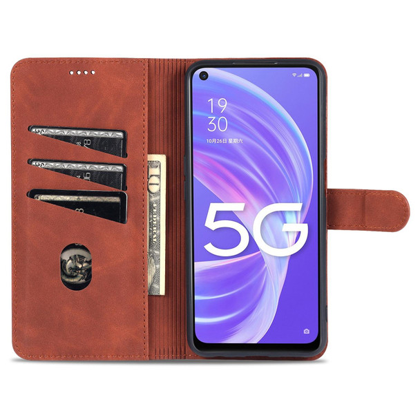 OPPO A72 5G / A52 5G AZNS Skin Feel Calf Texture Horizontal Flip Leather Case with Card Slots & Holder & Wallet(Red)