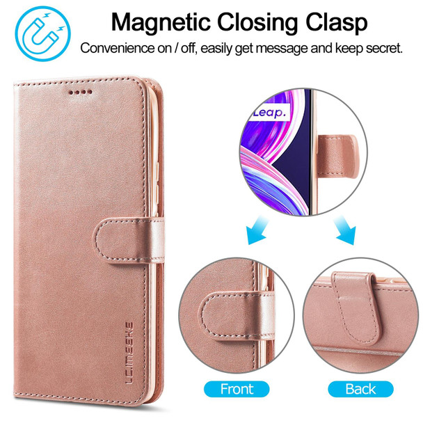OPPO Realme 8 / 8 Pro LC.IMEEKE Calf Texture Horizontal Flip Leather Case, with Holder & Card Slots & Wallet(Rose Gold)