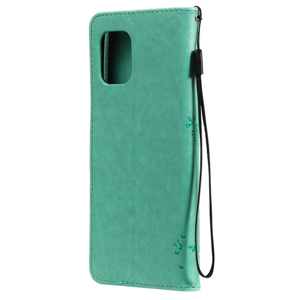 OPPO Find X3 / X3 Pro Tree & Cat Pattern Pressed Printing Horizontal Flip PU Leather Case with Holder & Card Slots & Wallet & Lanyard(Green)