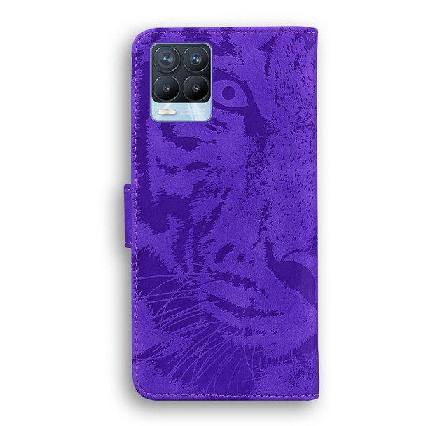 OPPO Realme 8 / Realme 8 Pro Tiger Embossing Pattern Horizontal Flip Leather Case with Holder & Card Slots & Wallet(Purple)