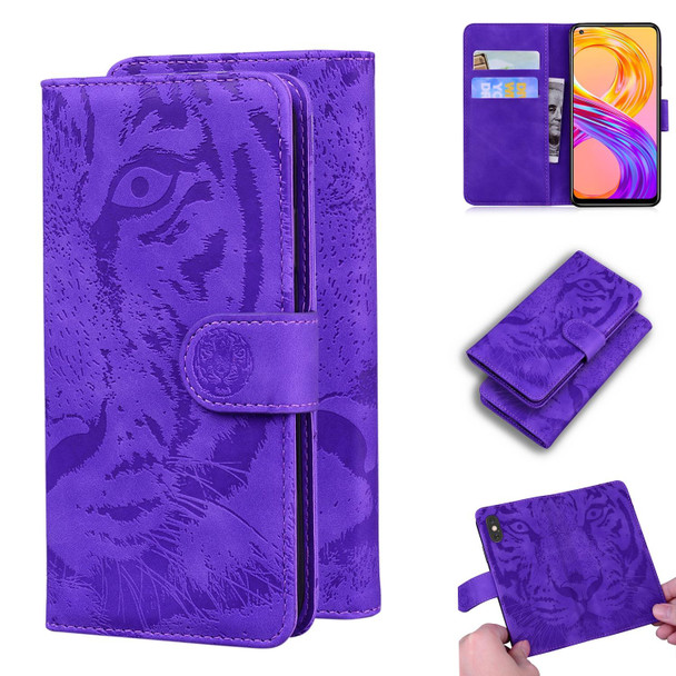 OPPO Realme 8 / Realme 8 Pro Tiger Embossing Pattern Horizontal Flip Leather Case with Holder & Card Slots & Wallet(Purple)