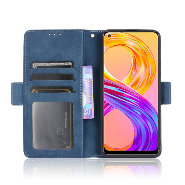 OPPO Realme 8 4G / Realme 8 Pro 4G Skin Feel Calf Pattern Horizontal Flip Leather Case with Holder & Card Slots & Photo Frame(Blue)