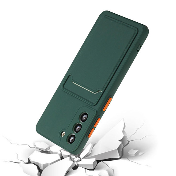 Samsung Galaxy S21 5G Card Slot Design Shockproof TPU Protective Case(Dark Green)