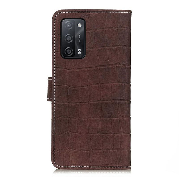 OPPO A55 5G / A53s 5G Crocodile Texture Horizontal Flip Leather Case with Holder & Card Slots & Wallet(Brown)