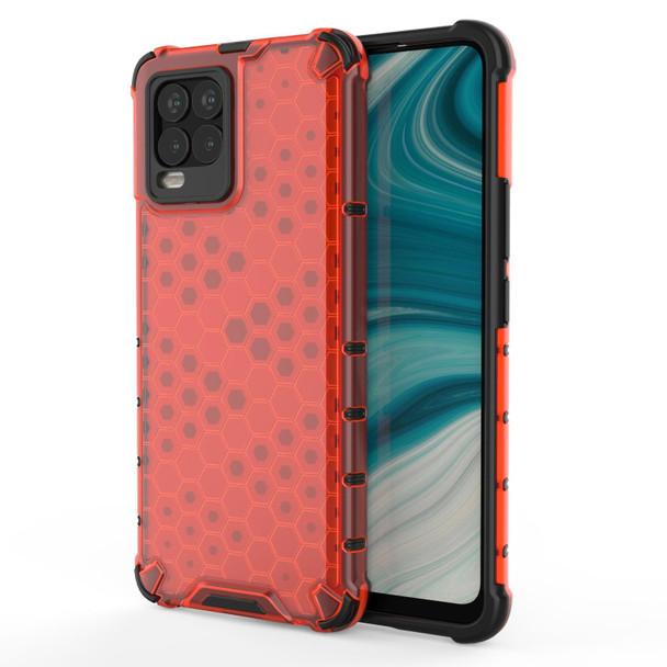 OPPO Realme 8 Shockproof Honeycomb PC + TPU Case(Red)