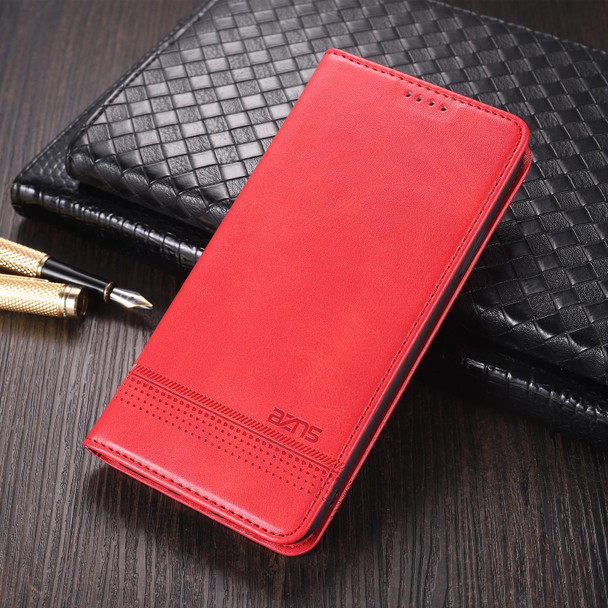 OPPO A95 5G AZNS Magnetic Calf Texture Horizontal Flip Leather Case with Card Slots & Holder & Wallet(Red)