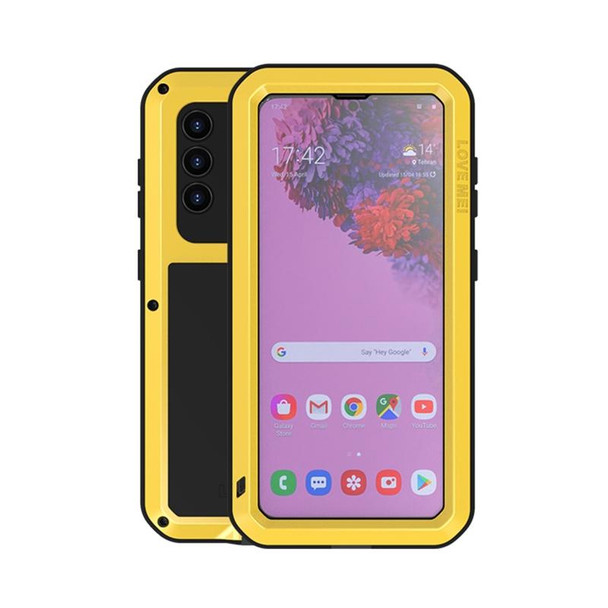 Samsung Galaxy S21 5G LOVE MEI Metal Shockproof Waterproof Dustproof Protective Case with Glass(Yellow)